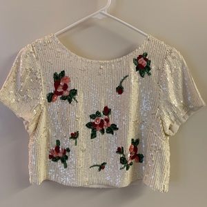 BHLDN beaded crop top xs